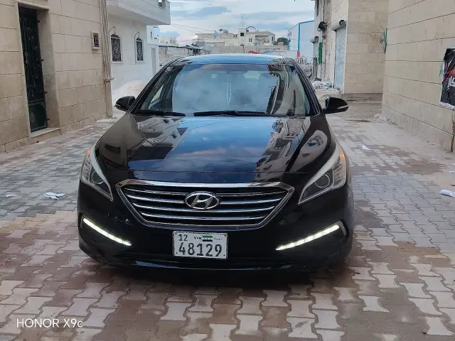 هيونداي سوناتا 2015 سيدان أسود بسقف بانورامي في العزيزية حلب - صورة 8