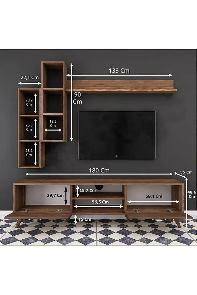 خزانة تلفزيون عصرية بتصميم قابل للتعديل من Techno Wood في كفر بطنا - صورة 4