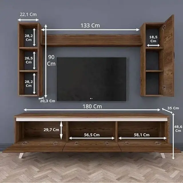 خزانة تلفزيون عصرية بتصميم قابل للتعديل من Techno Wood في كفر بطنا - صورة 8