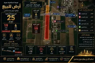 أرض تجارية بمساحة 26000 م² على طريق المطار في عقربا