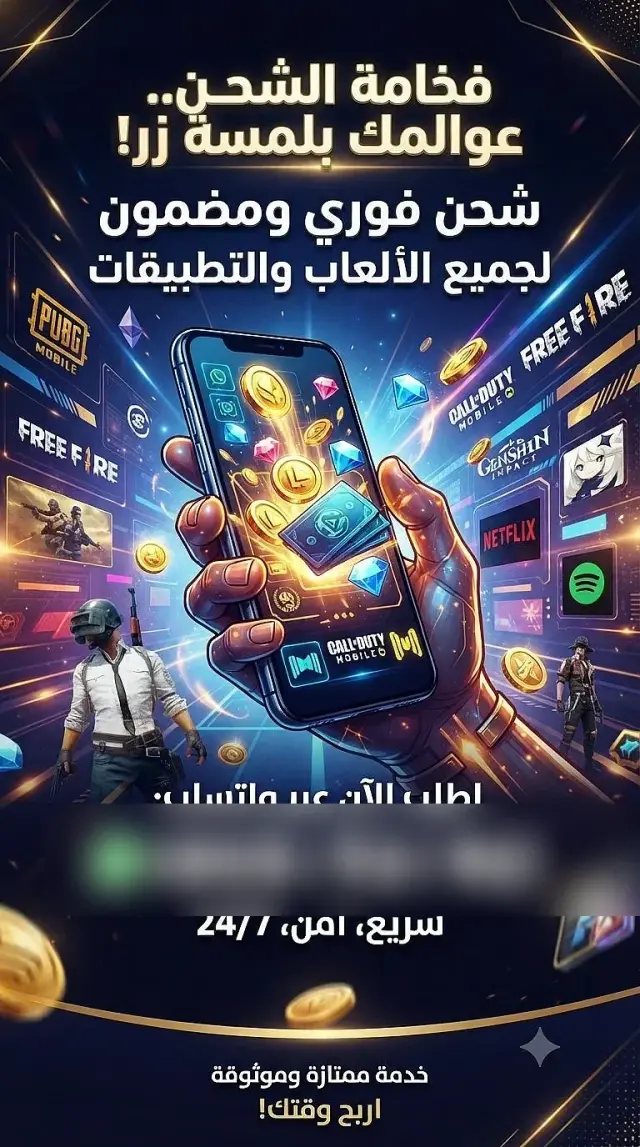 شحن ببجي وفري فاير وجاكر وتطبيقات الاشتراك بالدفع عبر شام كاش في الحمدانية بحلب